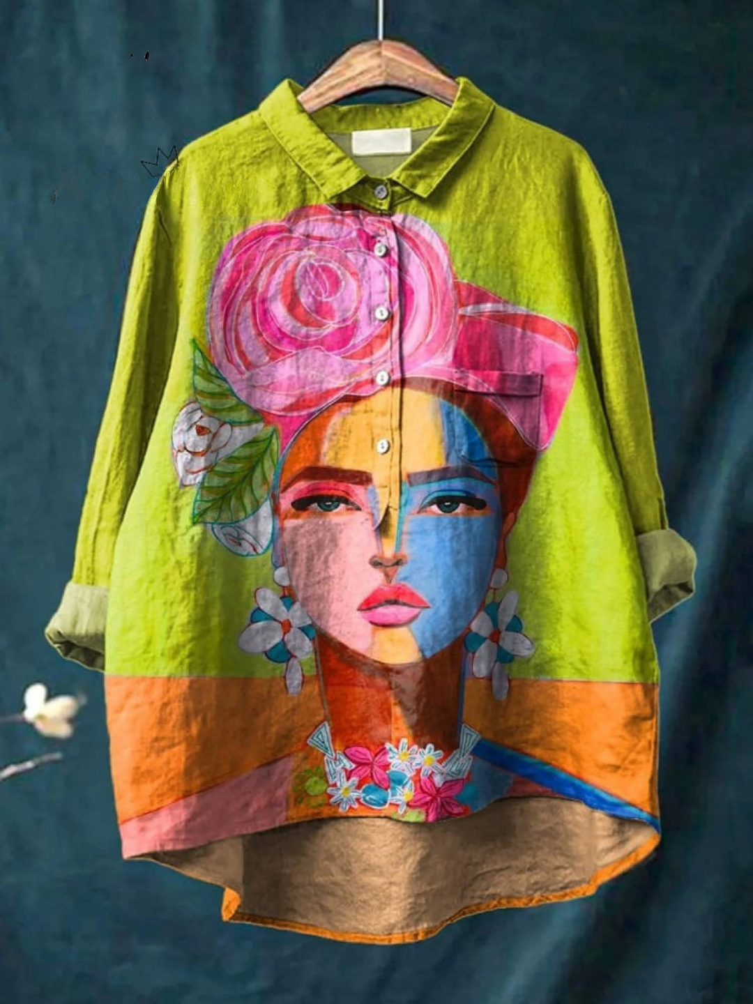 Amber | Oil Painting Portrait Art Printed Women's Casual Shirt