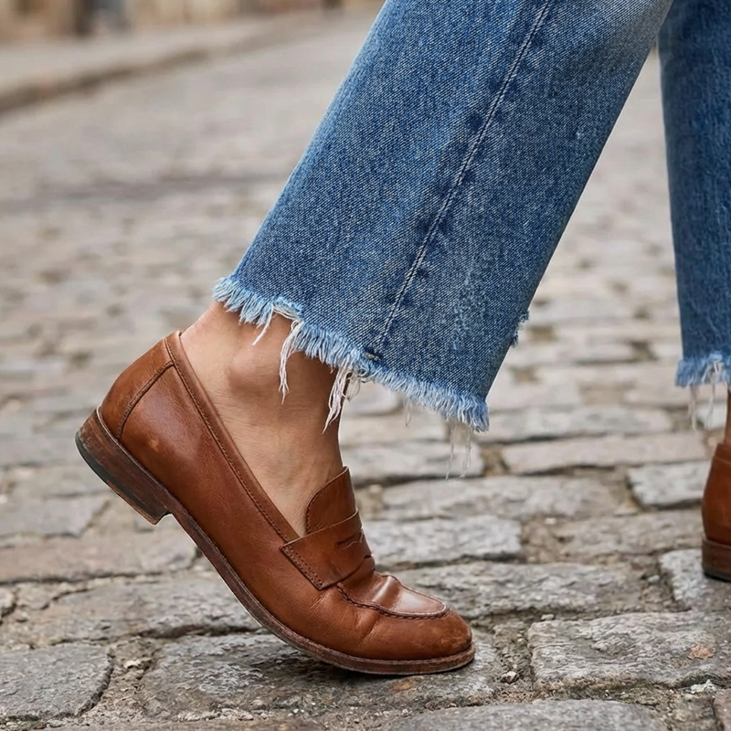 Aberjean - Retro Cropped Straight Jeans